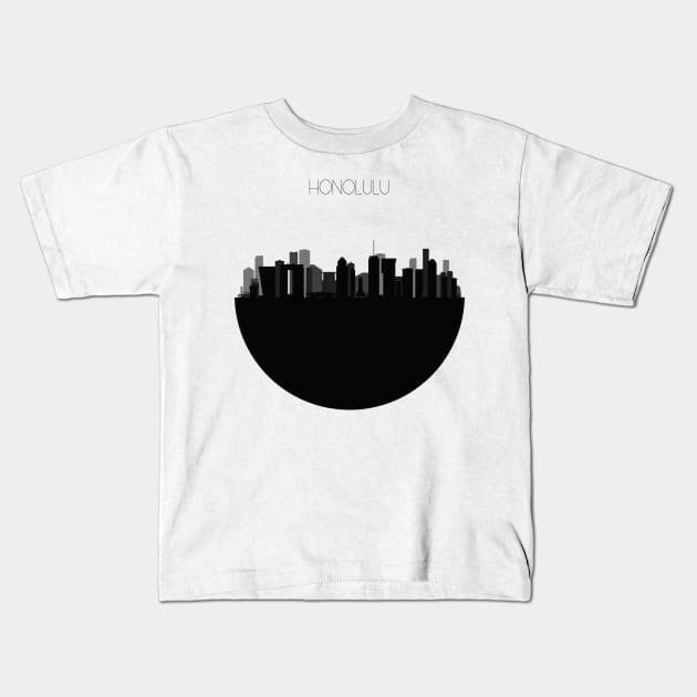 Honolulu Skyline Kids T-Shirt by inspirowl